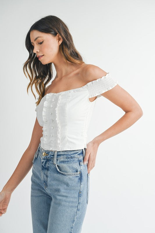 Ruffled Off Shoulder Corset Top