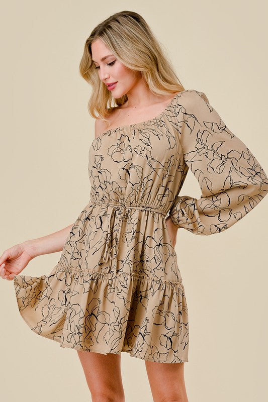 Floral Print One Shoulder Dress