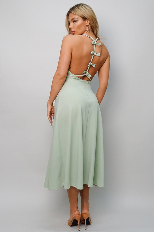 Bow Back A-Line Midi Dress