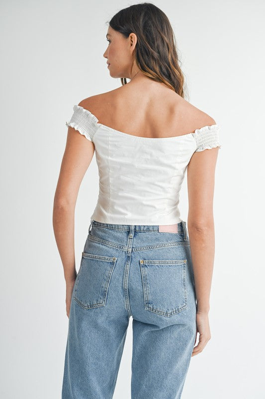 Ruffled Off Shoulder Corset Top