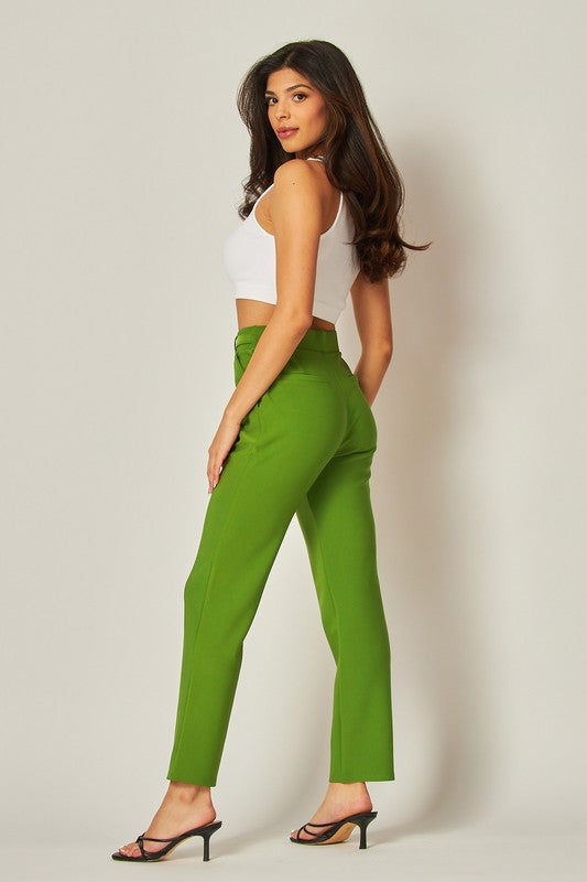 Stretchy Scuba Pocket Pant with Buckle Belt