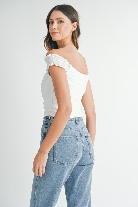 Ruffled Off Shoulder Corset Top