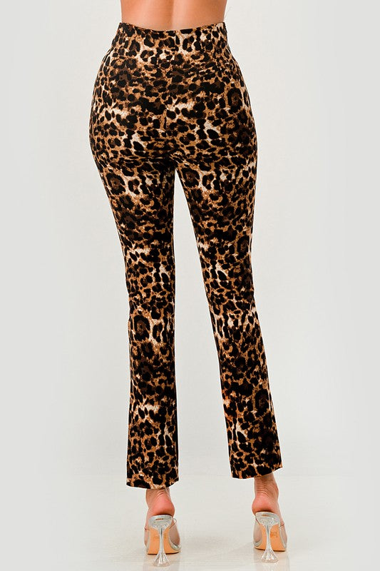 Leopard High Waist Side Zipper Pant